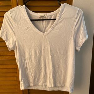 White V-Neck Cropped Tee